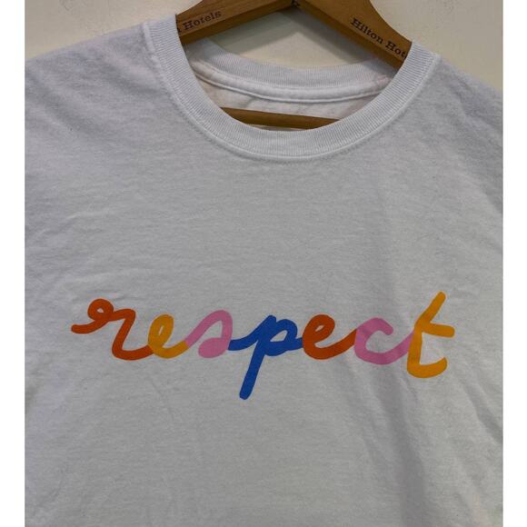 Respect Rainbow Print LGTB Pride White T-shirt Men Small - Picture 2 of 4